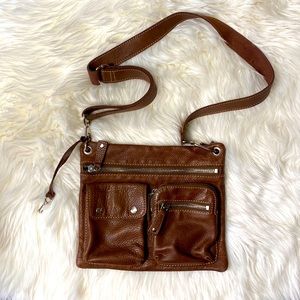 Fossil Vintage Brown Genuine Leather Crossbody Shoulder Bag Purse